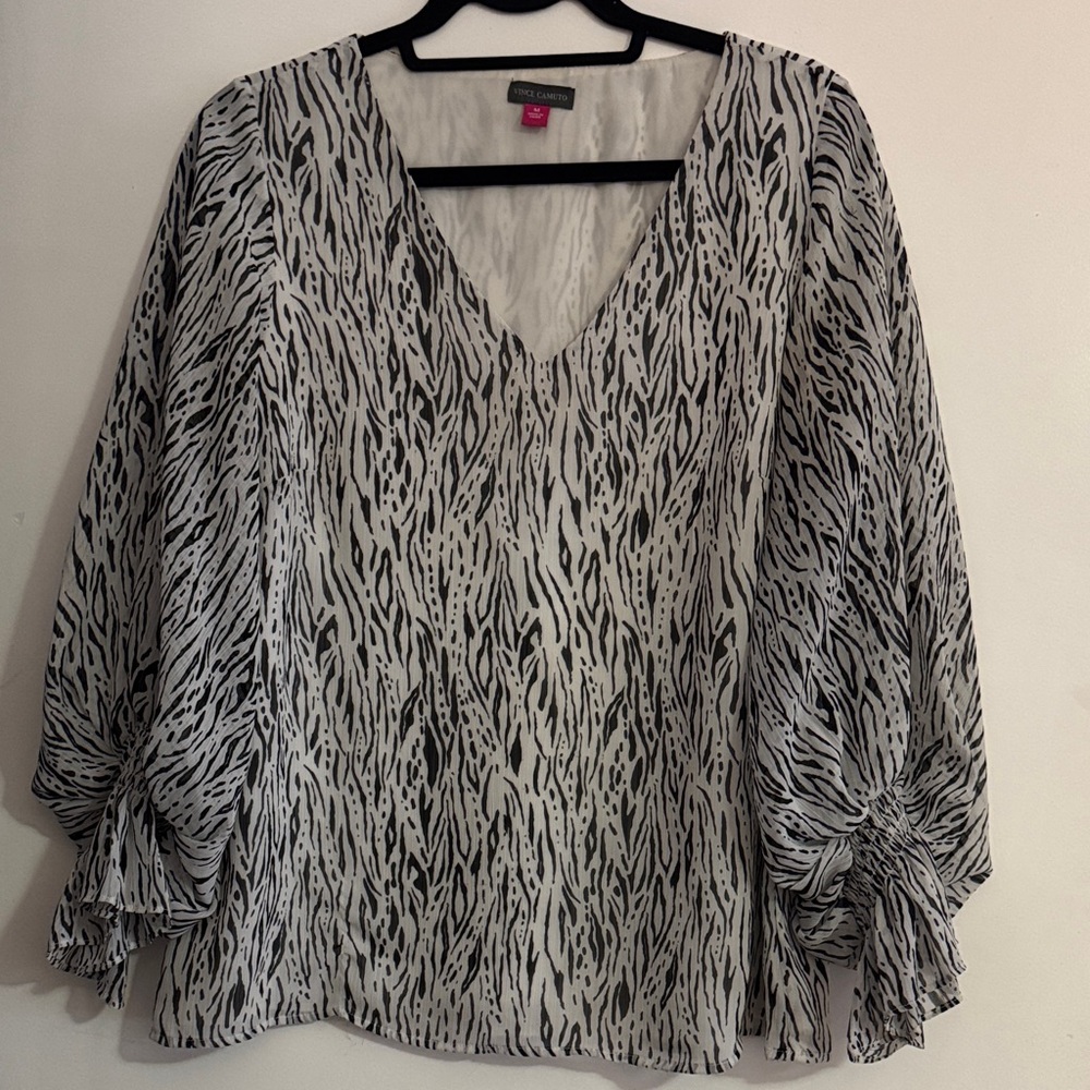 Vince Camuto Zebra Print V-Neck Blouse